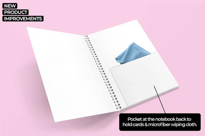 Infinity Re-writeable/Reusable Notebook - Eco Friendly Notebook with Fine Tip Marker & 2 Microfiber Cloth and A Pocket at Back | A4 Size (11.69" X 8.26") (0.6mm Tip Pen)