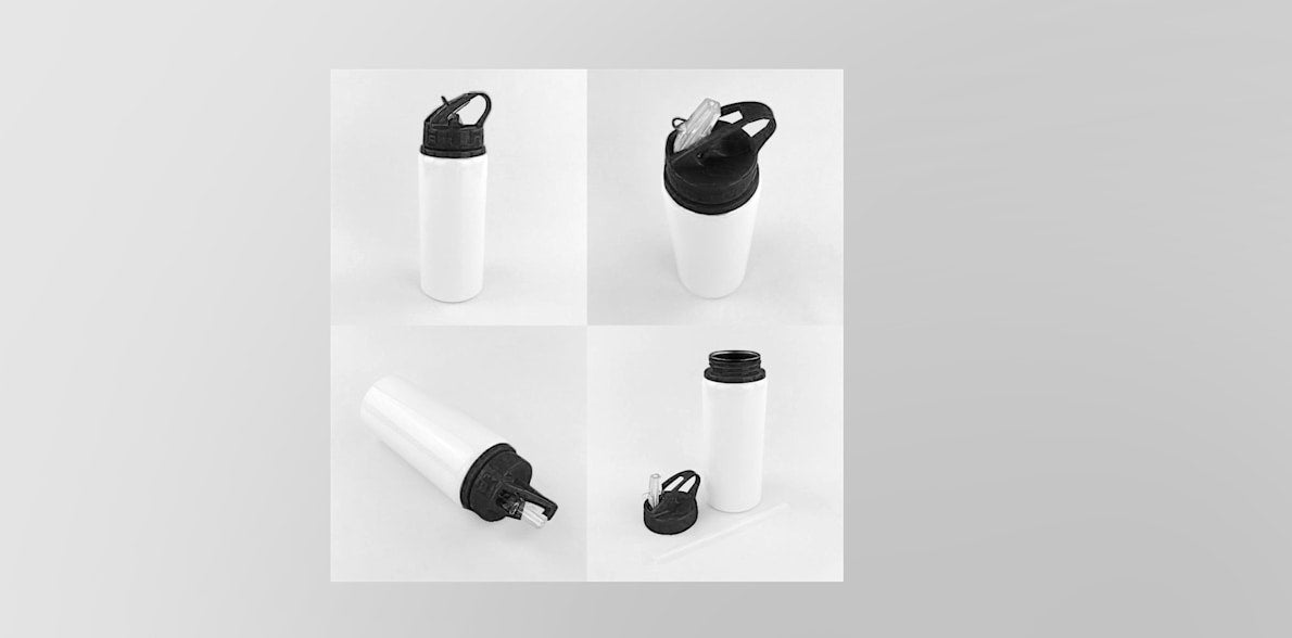 Aluminium Bottle with Straw 600ml
