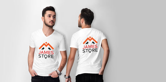 White V Neck Printed T-Shirts