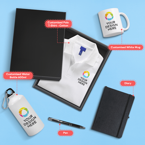 Employee Welcome Kit (Polo T-Shirt, Water Bottle, Coffee Mug, Dairy, Pen)